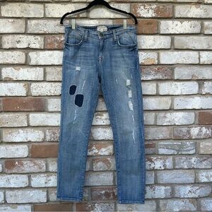 Current Elliott Patchwork Fling Distressed Blue Jeans